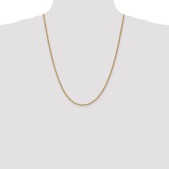 2.25mm, 14k Yellow Gold Diamond Cut Solid Rope Chain Necklace, 24 Inch - Picture 2 of 8